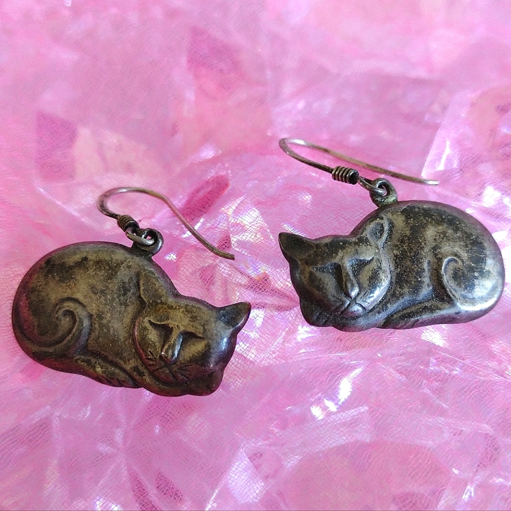 Sterling Silver Kitty Earrings - image 3